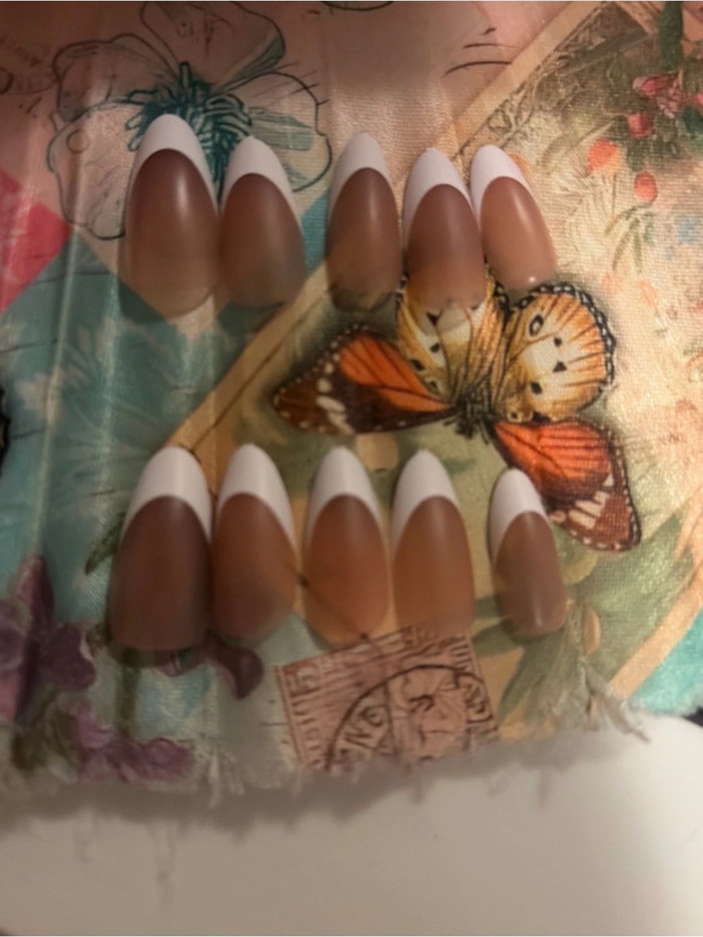 Neutral French Tip Press-On Nails - Classic White & Brown